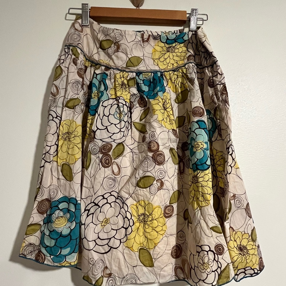 Vintage Mint Floral Patterned Women's Skirt